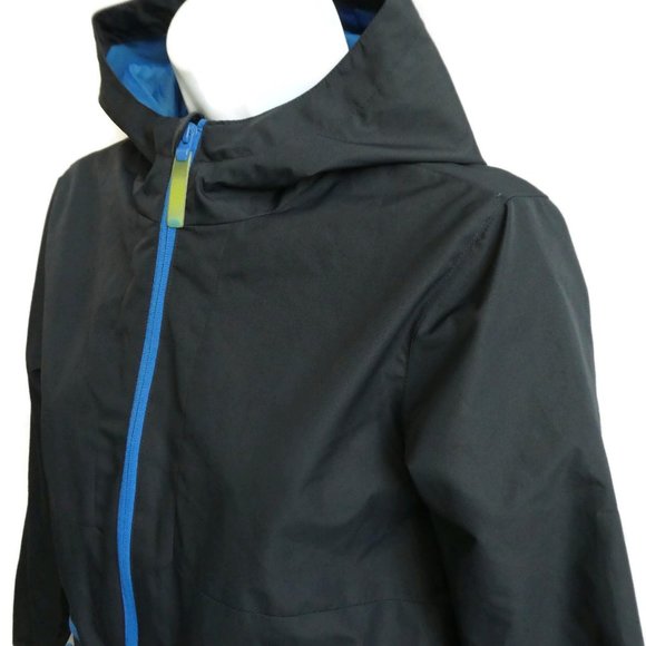 Navy Rain Jacket Champion Hood Zipper Pockets Cape Mesh Back M 8 10 - Picture 2 of 7
